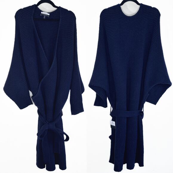 Eloquii Elements Long Dolman Sleeve Rib Knit Wrap Tie Waist Sweater Dress 22 24 - Picture 2 of 14